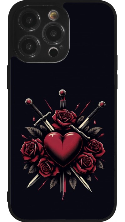 Coque iPhone 14 Pro Max - Silicone rigide noir Valentine 2024 gothic love