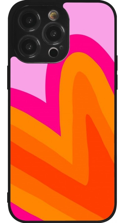 Coque iPhone 14 Pro Max - Silicone rigide noir Valentine 2024 heart gradient
