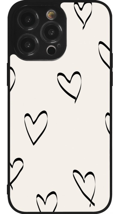 Coque iPhone 14 Pro Max - Silicone rigide noir Valentine 2023 minimalist hearts