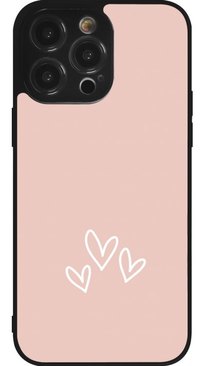 Coque iPhone 14 Pro Max - Silicone rigide noir Valentine 2023 three minimalist hearts