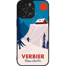 Coque iPhone 14 Pro Max - Silicone rigide noir Verbier Cabane Mont-Fort