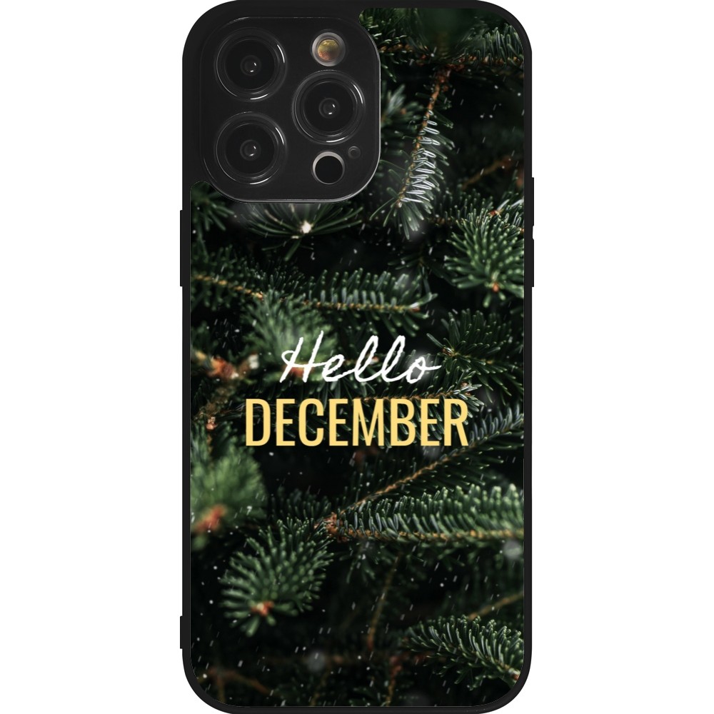 Coque iPhone 14 Pro Max - Silicone rigide noir Winter 25 Winter hello december