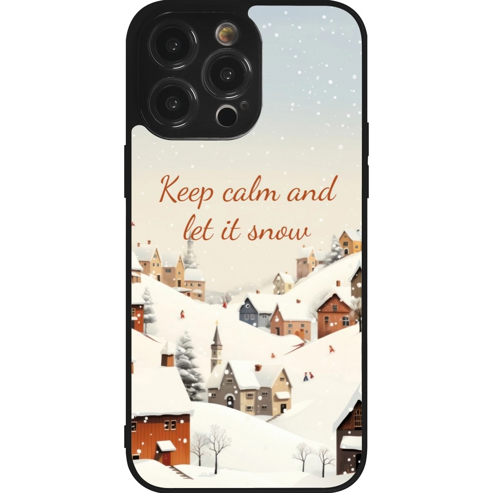 Coque iPhone 14 Pro Max - Silicone rigide noir Winter 25 Winter Keep calm and let it snow