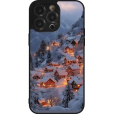 Coque iPhone 14 Pro Max - Silicone rigide noir Winter 25 Winter snowy village
