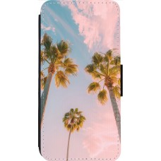 Coque iPhone 14 Pro Max - Wallet noir Summer 2025 Palmiers