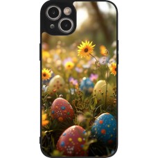 Coque iPhone 14 Plus - Silicone rigide noir Easter 2026 Decorated eggs