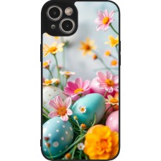 Coque iPhone 14 Plus - Silicone rigide noir Easter 2026 Eggs with flowers
