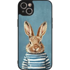 Coque iPhone 14 Plus - Silicone rigide noir Easter 2026 Rabbit navy