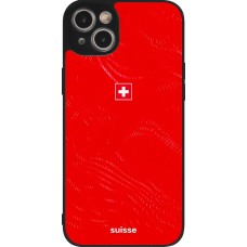 Coque iPhone 14 Plus - Silicone rigide noir Maillot de football Suisse 2026 personnalisable