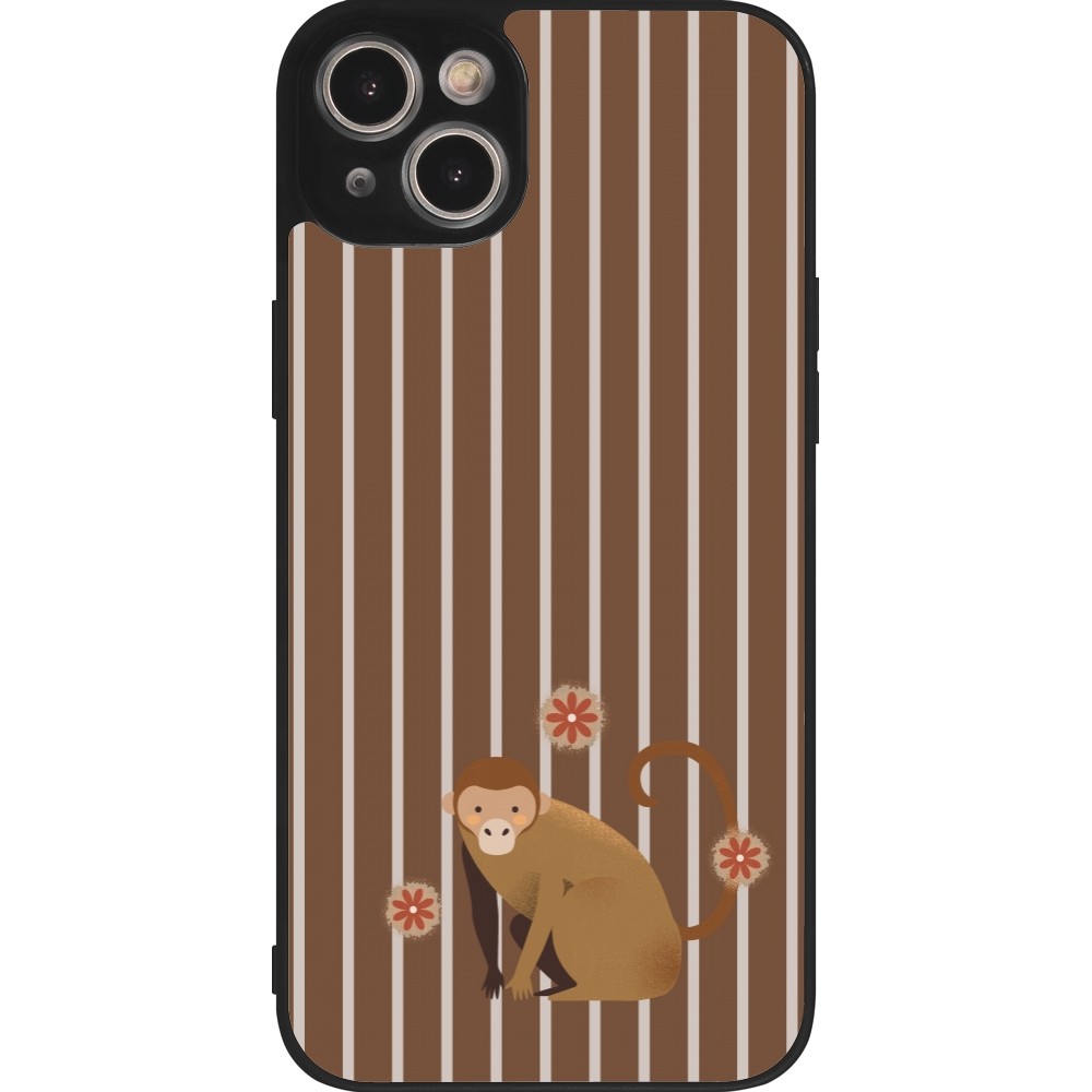 iPhone 14 Plus Case Hülle - Silikon schwarz Monkey with stripes
