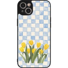 Coque iPhone 14 Plus - Silicone rigide noir Blue vichy tulips 2026
