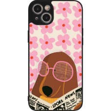 Coque iPhone 14 Plus - Silicone rigide noir Dog with newspaper 2026