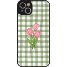 Coque iPhone 14 Plus - Silicone rigide noir Green vichy tulips 2026
