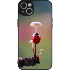 Coque iPhone 14 Plus - Silicone rigide noir Ladybird on a mushroom Spring 2026
