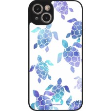 iPhone 14 Plus Case Hülle - Silikon schwarz Turtles pattern watercolor