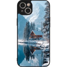 iPhone 14 Plus Case Hülle - Silikon schwarz Winter 25 Winter house forest day