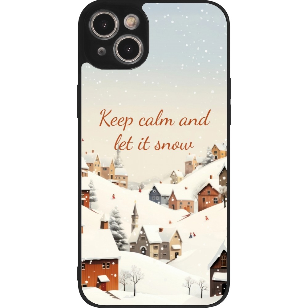 Coque iPhone 14 Plus - Silicone rigide noir Winter 25 Winter Keep calm and let it snow