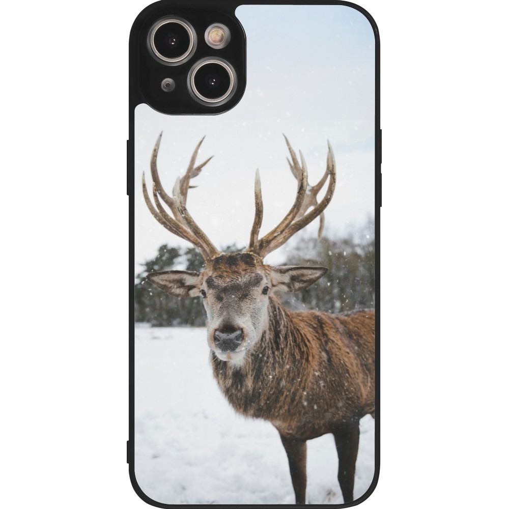 Coque iPhone 14 Plus - Silicone rigide noir Winter 25 Winter reindeer