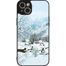 Coque iPhone 14 Plus - Silicone rigide noir Winter 25 Winter snowy landscape