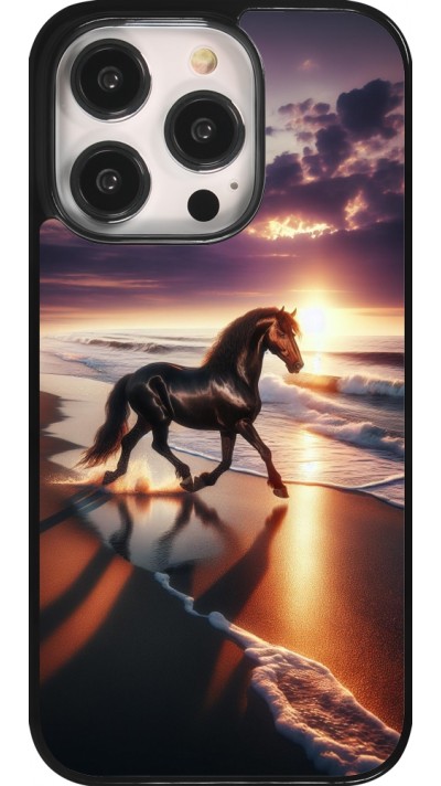 Coque iPhone 14 Pro - Cheval majestueux plage