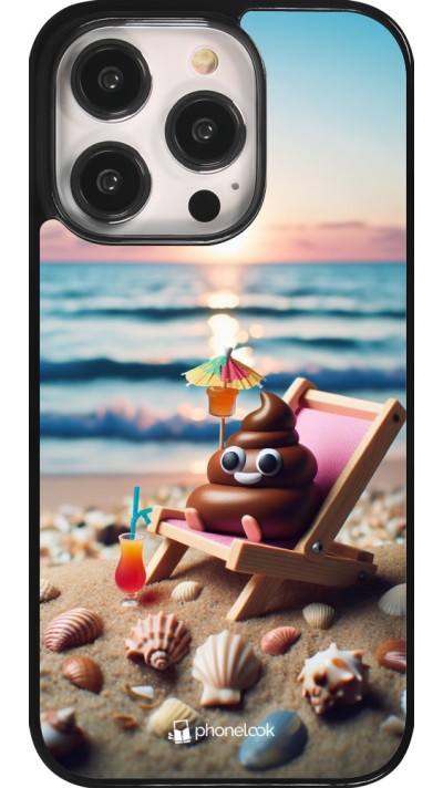 Coque iPhone 14 Pro - Emoji caca sur chaise longue