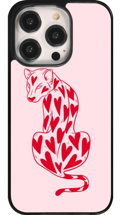 Coque iPhone 14 Pro - Leopard with hearts 2026