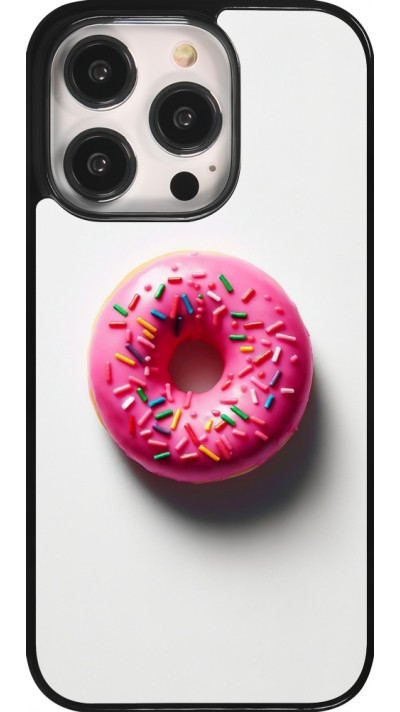iPhone 14 Pro Case Hülle - Weisser Hintergrund, pinker Donut