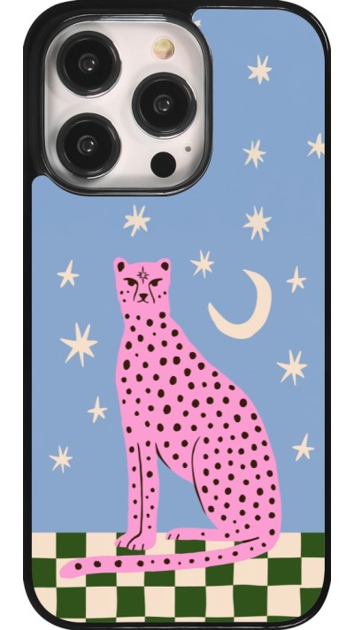 Coque iPhone 14 Pro - Pink leopard with stars 2026