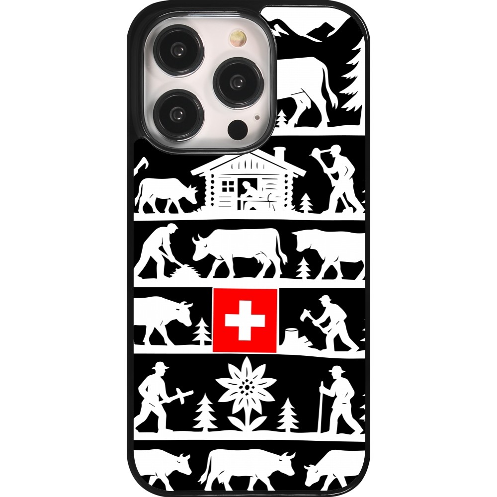 Coque iPhone 14 Pro - Poya Suisse 1 noir
