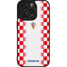 Coque iPhone 14 Pro - Silicone rigide noir Maillot de football Croatie 2026 personnalisable