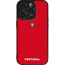 Coque iPhone 14 Pro - Silicone rigide noir Maillot de football Portugal 2026 personnalisable
