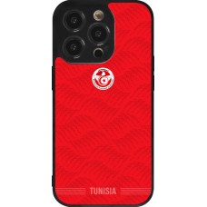 Coque iPhone 14 Pro - Silicone rigide noir Maillot de football Tunisie 2026 personnalisable