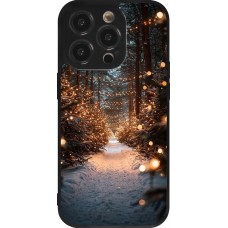 iPhone 14 Pro Case Hülle - Silikon schwarz Winter 25 Winter snowy road