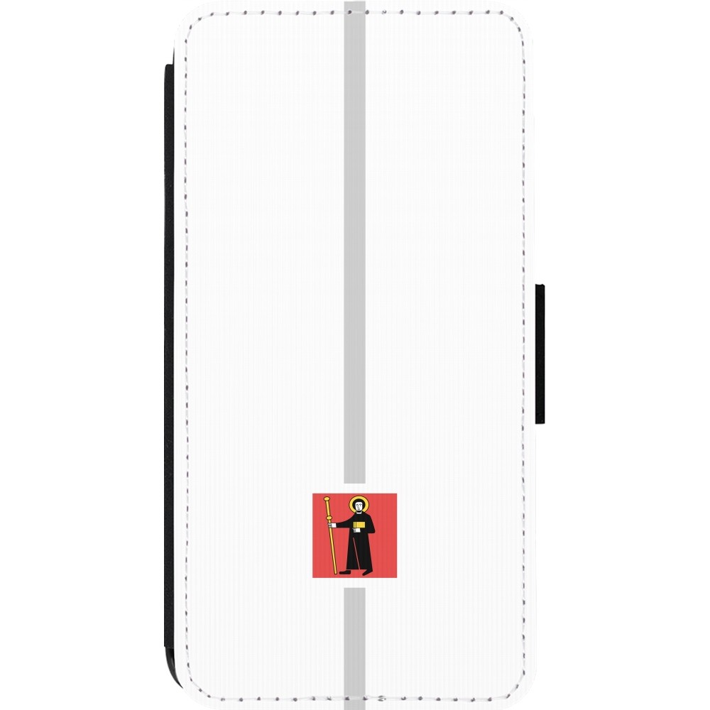 iPhone 14 Pro Case Hülle - Wallet schwarz Kanton GL weiss