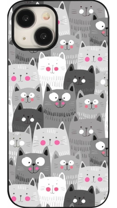 Coque iPhone 15 - Chats gris troupeau