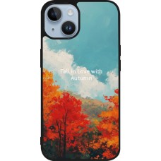 Coque iPhone 15 - Silicone rigide noir Autumn 25 Fall in love