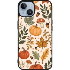 Coque iPhone 15 - Silicone rigide noir Autumn 25 Autumn pattern