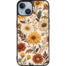 Coque iPhone 15 - Silicone rigide noir Autumn 25 Flower pattern