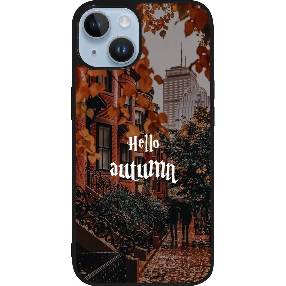 Coque iPhone 15 - Silicone rigide noir Autumn 25 Hello autumn