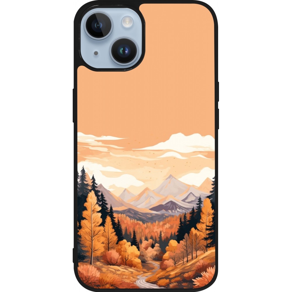 Coque iPhone 15 - Silicone rigide noir Autumn 25 Mountains