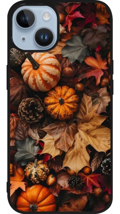Coque iPhone 15 - Silicone rigide noir Autumn 25 Pumpkin