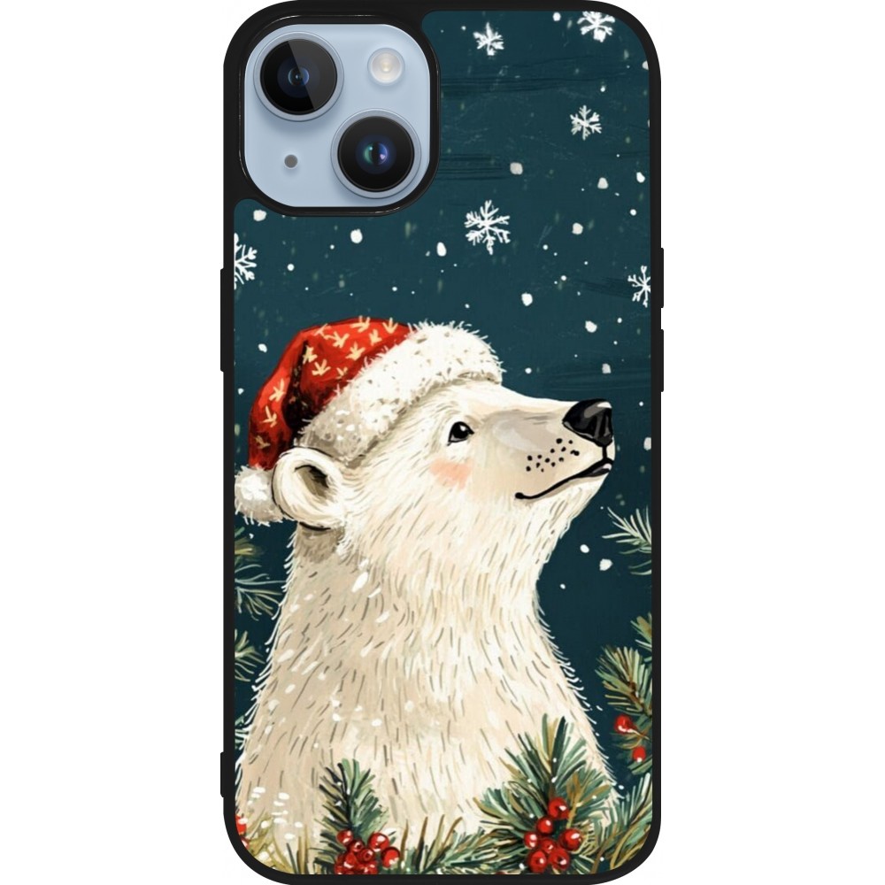 Coque iPhone 15 - Silicone rigide noir Christmas 25 Bear