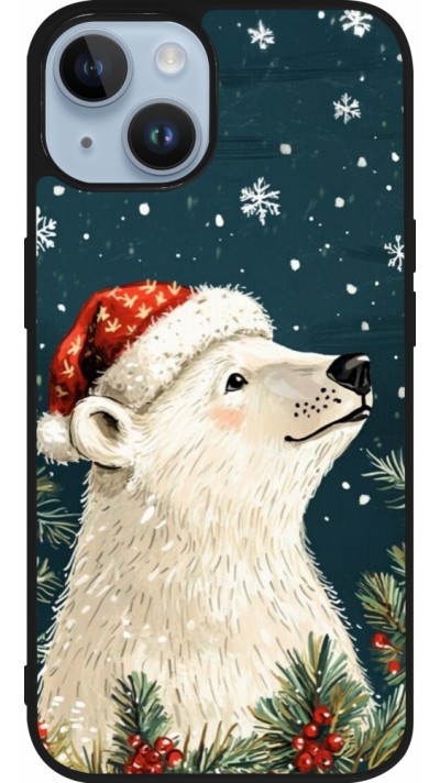 Coque iPhone 15 - Silicone rigide noir Christmas 25 Bear