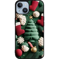 Coque iPhone 15 - Silicone rigide noir Christmas 25 Christmas textiles