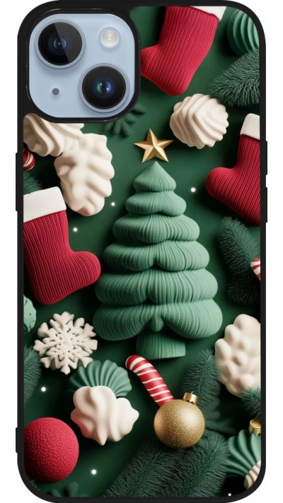 Coque iPhone 15 - Silicone rigide noir Christmas 25 Christmas textiles