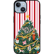 Coque iPhone 15 - Silicone rigide noir Christmas 25 Happy Holiday