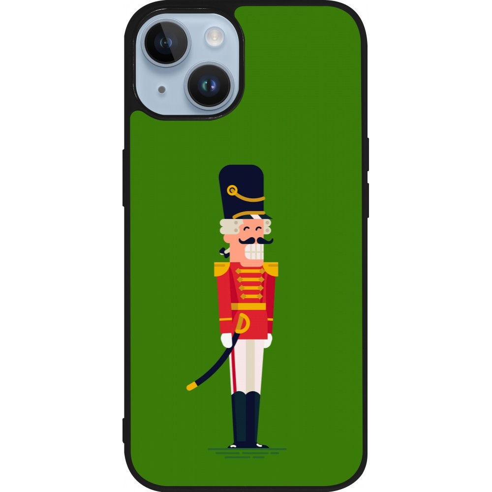 Coque iPhone 15 - Silicone rigide noir Christmas 25 Nutcracker Green