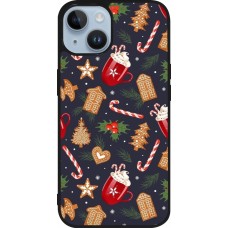 Coque iPhone 15 - Silicone rigide noir Christmas 25 Pattern Gingerbread House