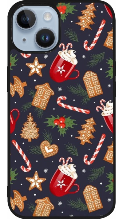 Coque iPhone 15 - Silicone rigide noir Christmas 25 Pattern Gingerbread House