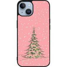 Coque iPhone 15 - Silicone rigide noir Christmas 25 Pink Tree